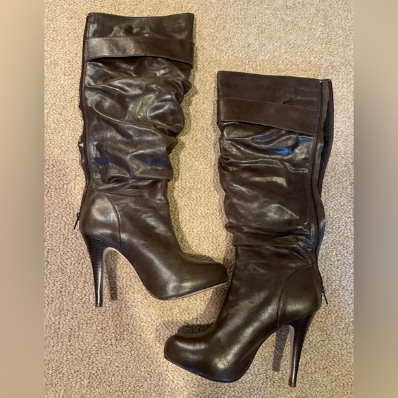 Facade knee high boots - brown leather - Picture 8 of 11